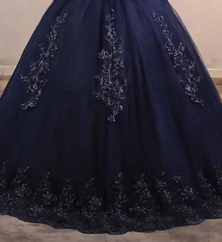 Luxury Floral Tulle Quinceañera Ball Gown | Off-The-Shoulder Sweet 15 Party Dress | Floor-Length Embroidered Lace Princess Dress Luxegan