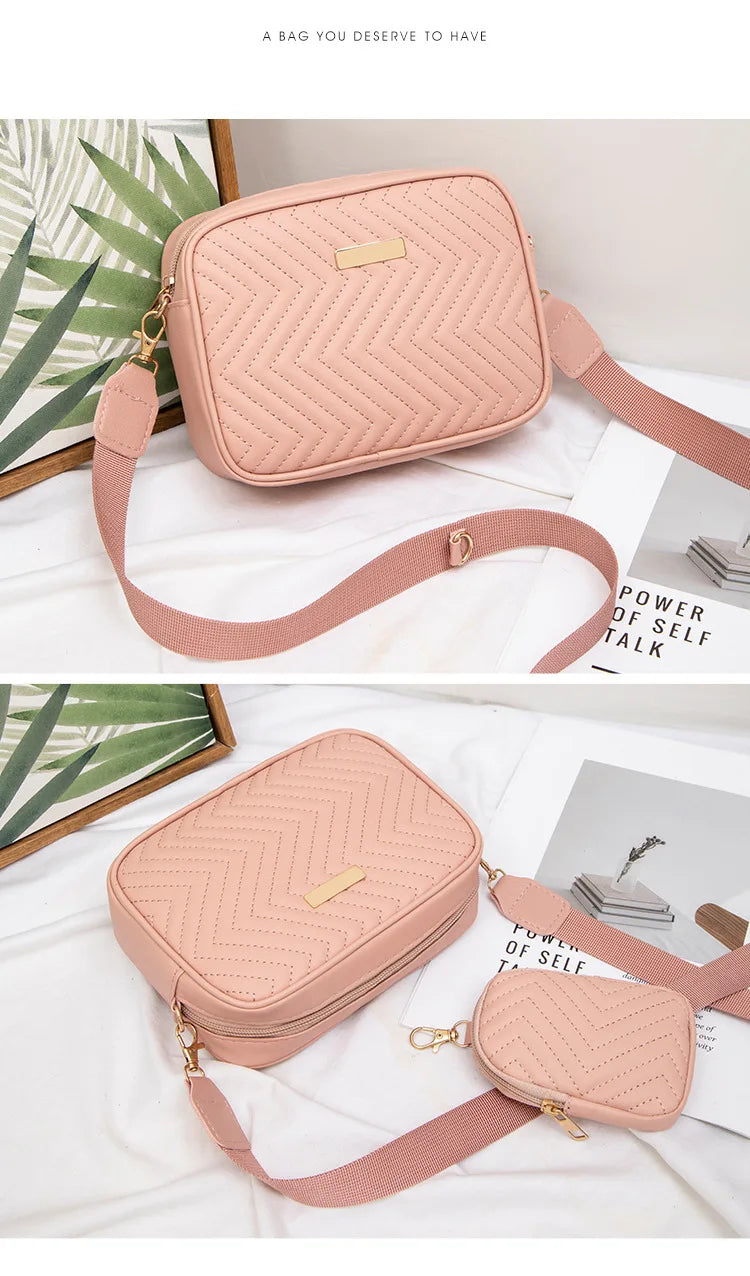 V-Embroidered Niche Bag | Casual Small Square Camera & Messenger Bag Luxegan