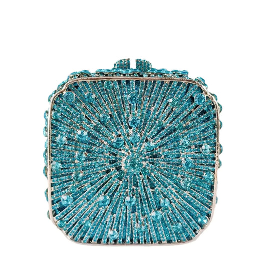 Crystal Women’s Evening Clutch | Wedding Bridal Rhinestone Minaudiere Box | Luxury Hollow-Out Diamond Party Handbag | Elegant Petite Gala Dinner & Banquet Purse Luxegan