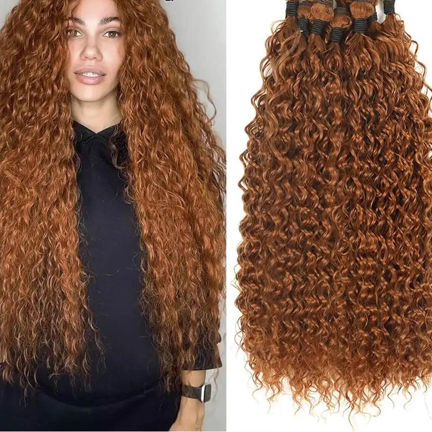 Synthetic Water Wave Hair Bundles | 28–32 Inch Curly Extensions Luxegan