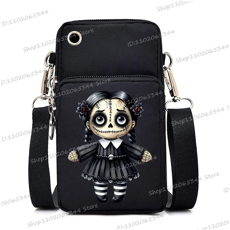 Mini Mobile Phone Bag | Gothic Doll Pattern Crossbody Bag Luxegan