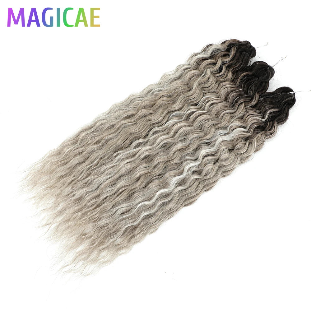 22 Inch Deep Water Wave Crochet Braids – 3 Pcs 300g Bio-Protein Synthetic Hair Bundles for Women