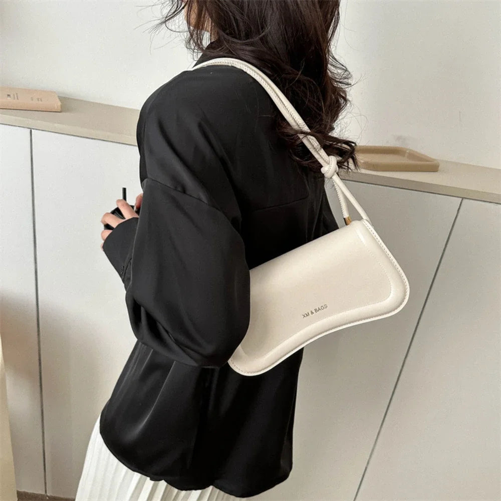 Ladies Shoulder & Crossbody Bags | PU Leather Women's Underarm Bags & Solid Color Small Top-Handle Purse (Female Daily Handbags) Luxegan