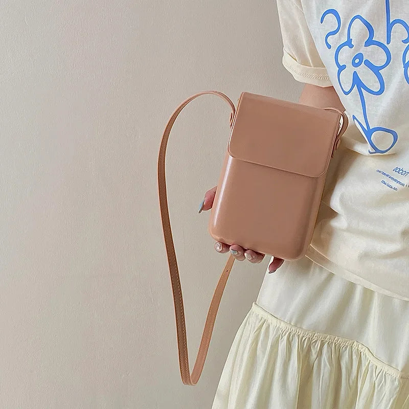 Mini PU Leather Crossbody Bag | Simple Flap Shoulder Purse Luxegan