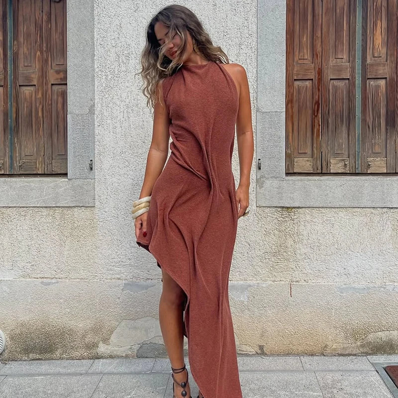 Long Sleeve Slim Sheath Knee-Length Dress – Crew Neck, Solid, All Season Luxegan