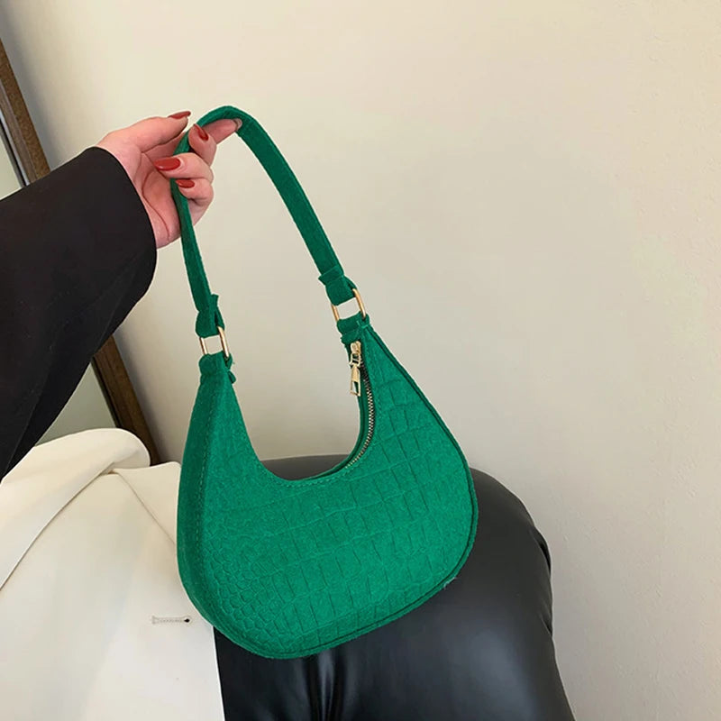 Fashion Korean Version Felt Stone Pattern Underarm Bag | Casual Soft Winter Purse & Shoulder Handbag for Women (Lightweight) Luxegan