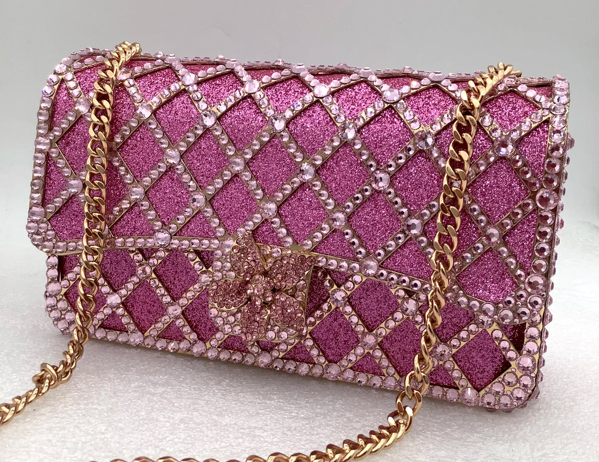 Luxury Jeweled Minaudière Clutch | Long Chain Messenger Messenger Bag for Party & Wedding | Diamond & Gem Encrusted Metallic Handbag | Women’s High-Fashion Evening Shoulder Bag (Model 01) Luxegan
