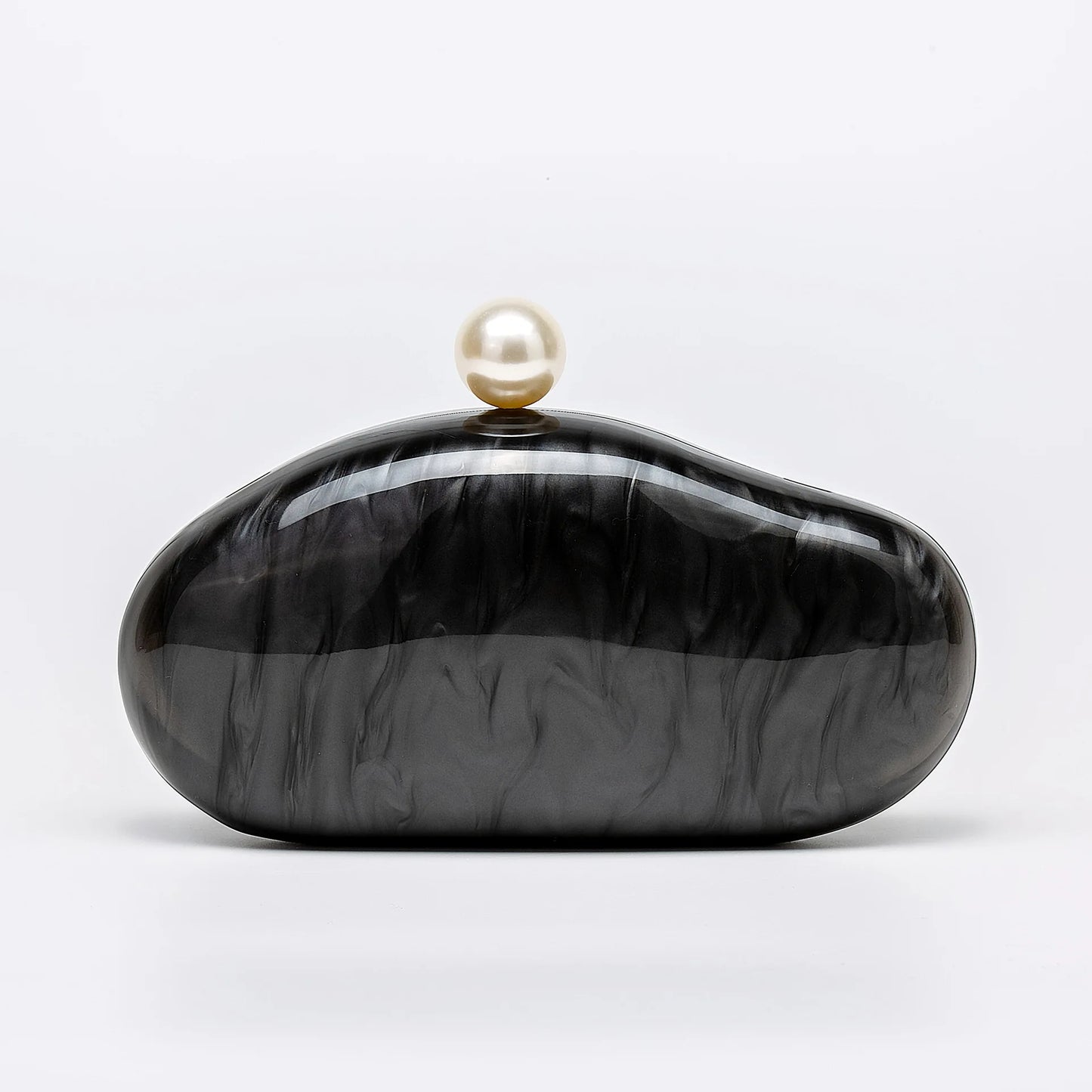 Luxury Pearl Acrylic Shell Clutch | Sophisticated "Oval Lady" Silhouette | Elegant Dinner Party Chain Purse | "Dignified" High-Performance Hard-Shell Essential for Radiant Versatile Styling Luxegan
