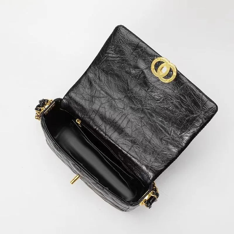 Women’s Double Ring Fashion Crossbody Bag | Genuine Leather Feel Chain Strap Shoulder Bag | Trendy Underarm Square Sling (BC2-1) Luxegan