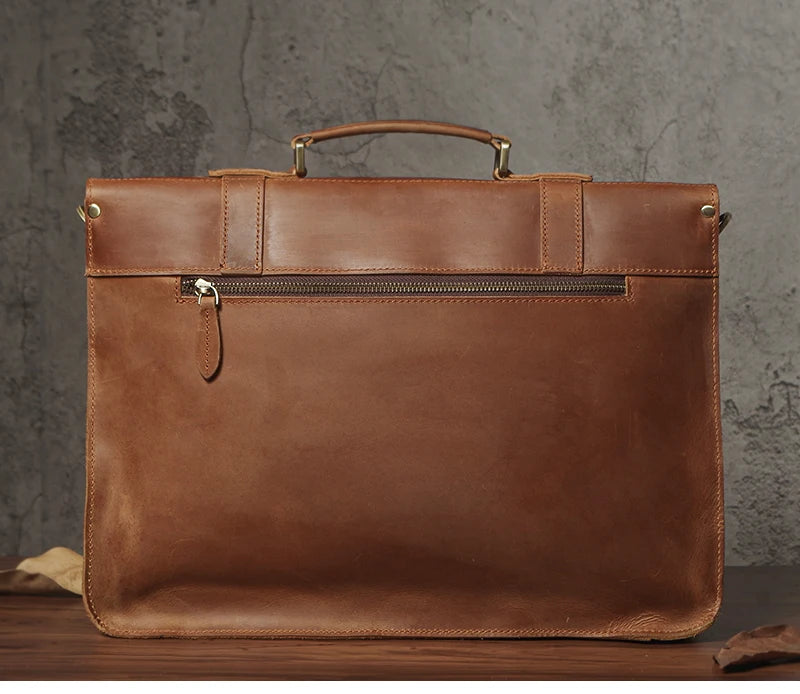 Men’s Executive Genuine Leather Briefcase | Sophisticated "Top Cowhide" Silhouette | Vintage Business Handbag & Laptop Messenger Bag | "Dignified" High-Performance Professional Essential for Radiant Versatile Styling Luxegan