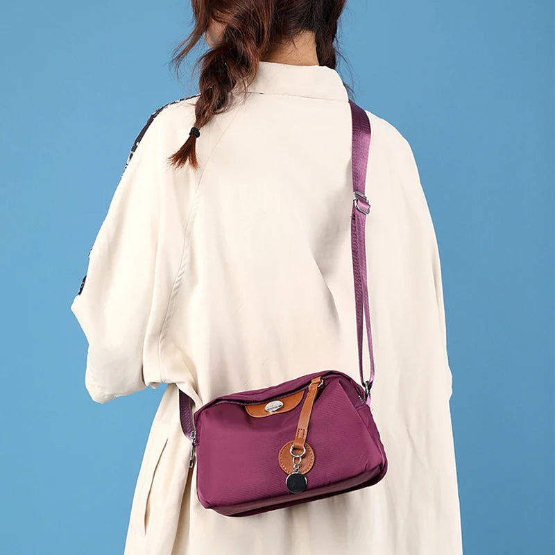 Waterproof Nylon Shell Bag | Casual Solid Color Messenger Purse Luxegan