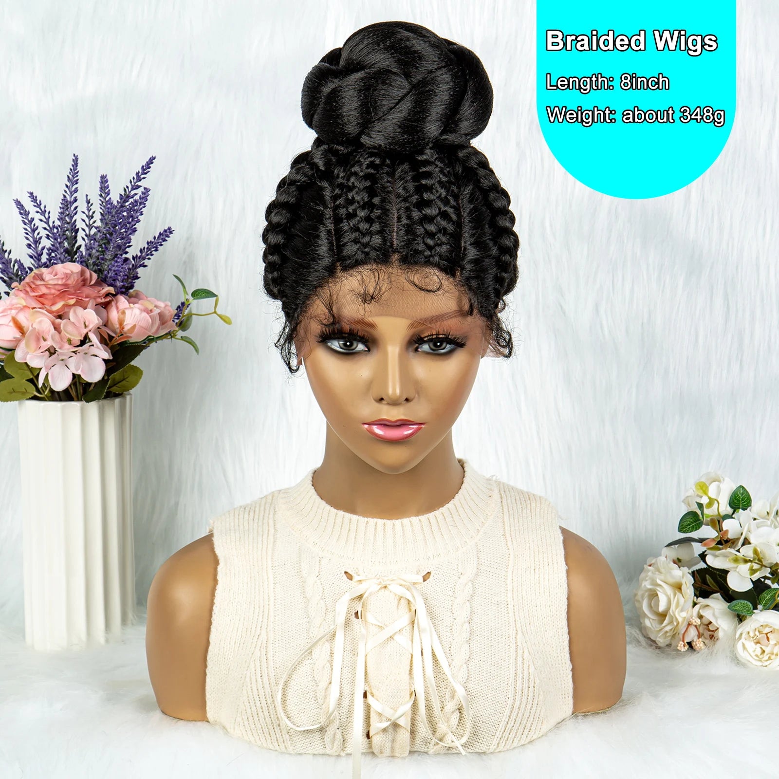 KIMA Bun Updo Braided Wig | Cornrow Style | Lace Front with Baby Hair Luxegan