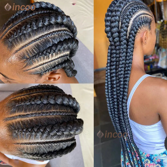 36 Inch Jumbo Knotless Box Braid Cornrow Wig | Full Lace