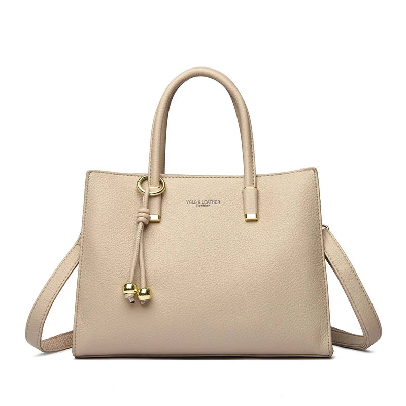 Genuine Style Top Quality Leather Shoulder Tote | Luxury Designer Crossbody Bag for Women | Large Capacity Casual Handbag with Letter Decoration | Versatile Daily Soft PU Leather Purse Luxegan
