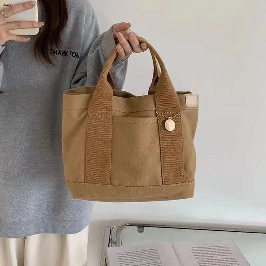 Women's Tote Bag Canvas Sewing Thread | Large Capacity Advanced Sense Handbag & Convenient Practical Female Commuter Bag Luxegan