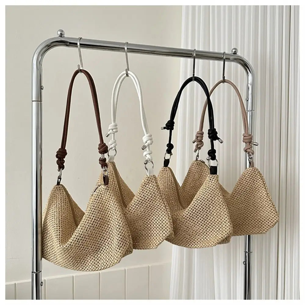 Handmade Braid Straw Bag | Large Capacity Summer Beach Shoulder Bag & Women Girls Fashion Handbag (Rattan Woven Tote for Ladies) Luxegan