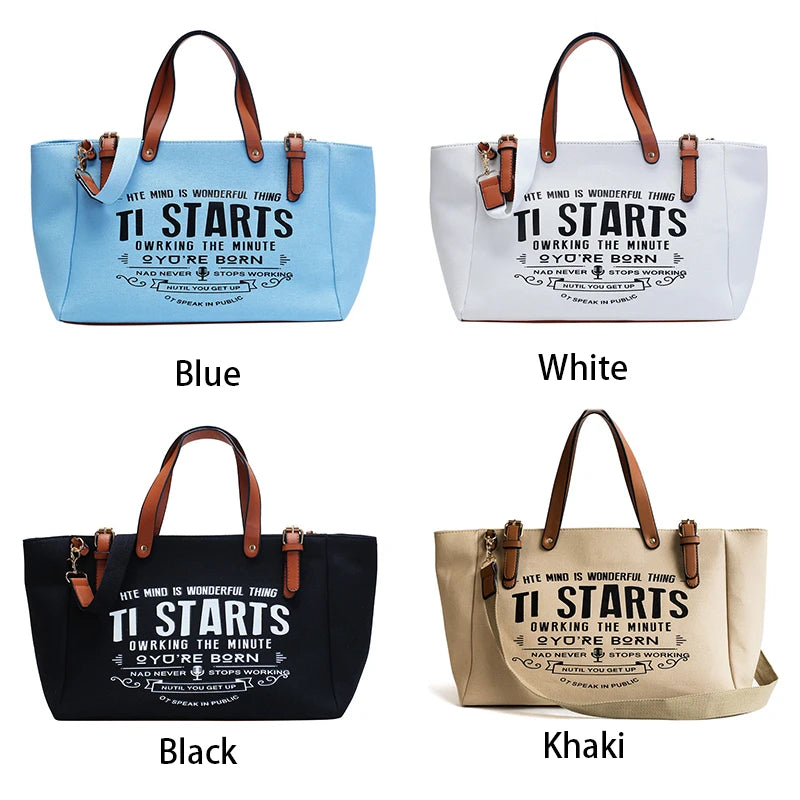 Casual Letter Design Canvas Tote | Soft Large Capacity Shoulder Bag Luxegan