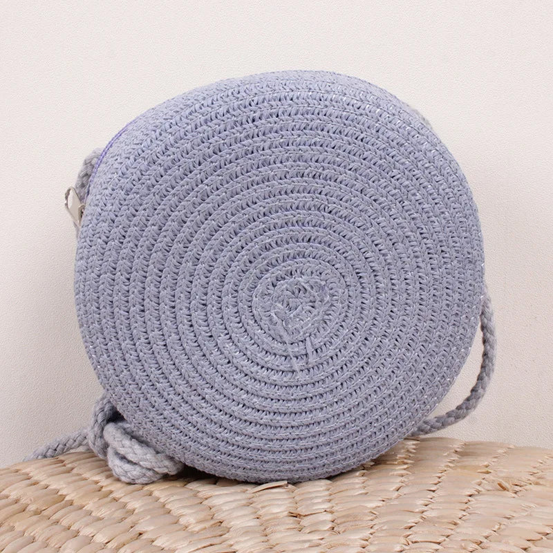 Round Straw Bag | Women's Woven Beach Crossbody Bag & Handmade Knitted Small Handbag Luxegan