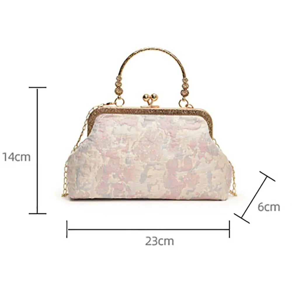 Fashion Silk Chinese Style Handbag | Retro Embroidery Shell Bag | Elegant Minaudière Shoulder & Crossbody Bag | Traditional Artisan Single-Strap Ladies' Purse Luxegan