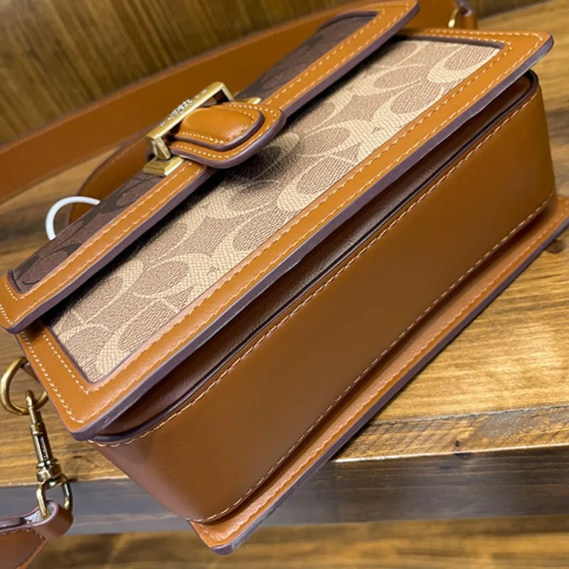 Vintage Carriage Small Square Bag | Sophisticated Fashionable Handheld Satchel | Elegant Geometric Crossbody Bag | "Dignified" High-Sense PVC Purse for Versatile Daily Styling Luxegn