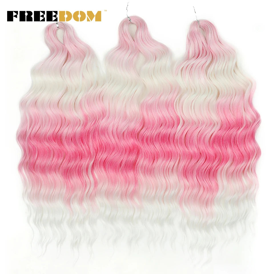 FREEDOM Synthetic Water Wave Crochet Braiding Hair 24 Inch – Ombre & Multi-Tone | 88 Colors | 300g - view 84