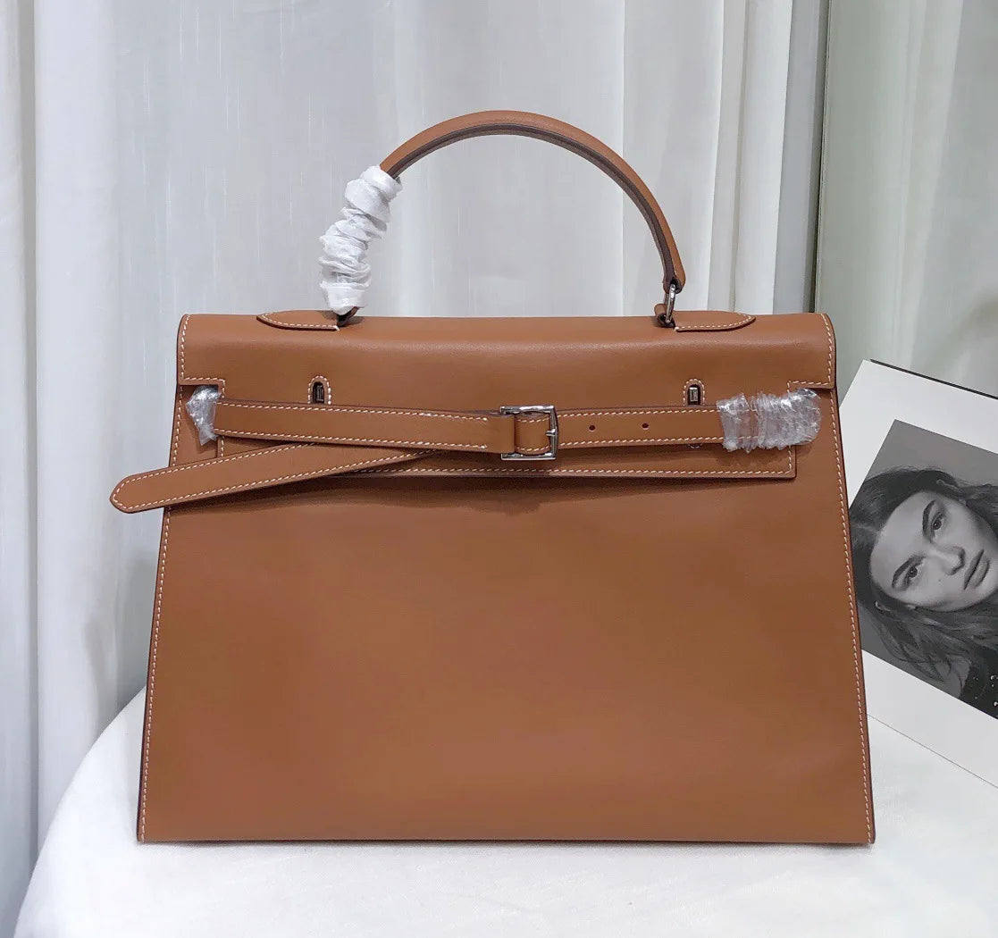 New High-end First-layer Swift Cowhide Leather Women Bag | Folding Clutch Bag Fashionable Shoulder Bag Commuting Casual Versatile Luxegan