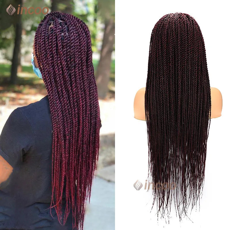 Goddess Faux Locs & Senegalese Twist Lace Front Wig | Box Braids | Full Lace Frontal | Synthetic Braids Luxegan