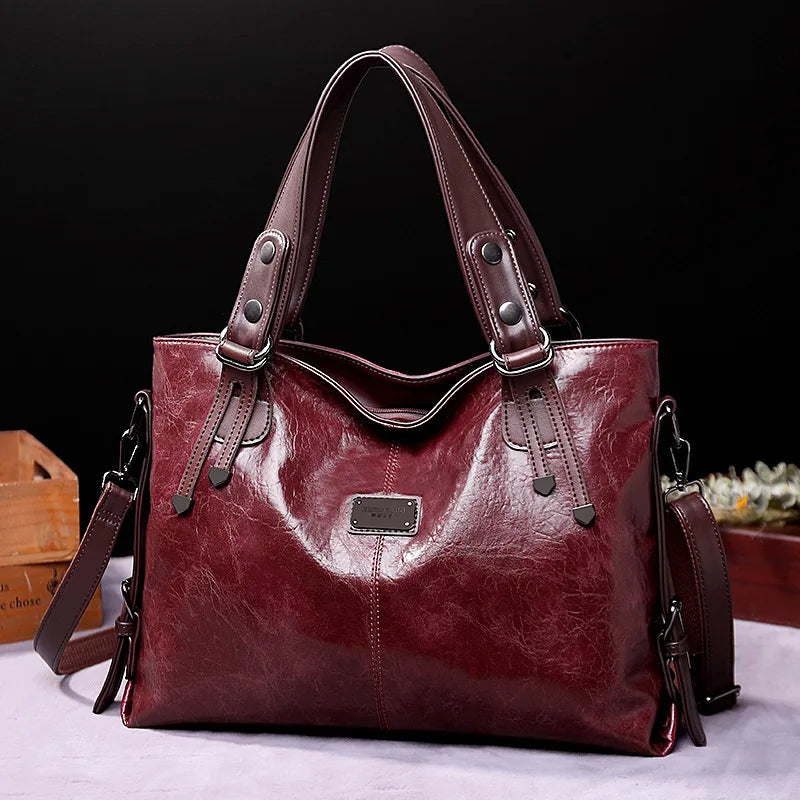 New Fashion Casual Tote Bag | Women's Handbags & Soft Leather Shoulder Bags (Vintage Big Capacity Crossbody Hand Bag) Luxegan