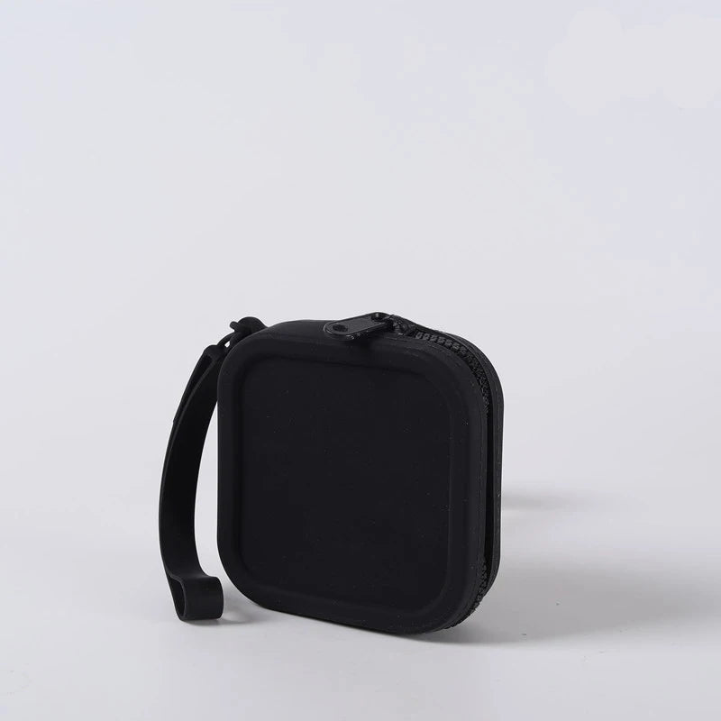 Small Square Waterproof Silicone Wallet | Simple Zipper Organizer Coin Purse & Earphone Bag | Unisex Travel Portable Pouch Luxegan