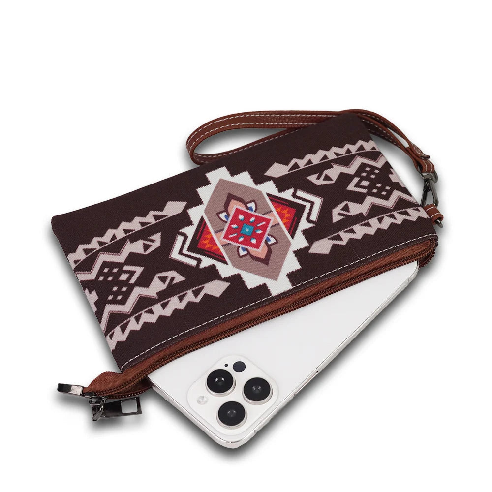 Ethnic Print Hand-Held Crossbody Bag Set | Sophisticated Tassel Decoration Shoulder Bag | Elegant Women’s Commuting Square Handbag | Luxury Polyester Multi-Piece Set with Matching Coin Purse Luxegan