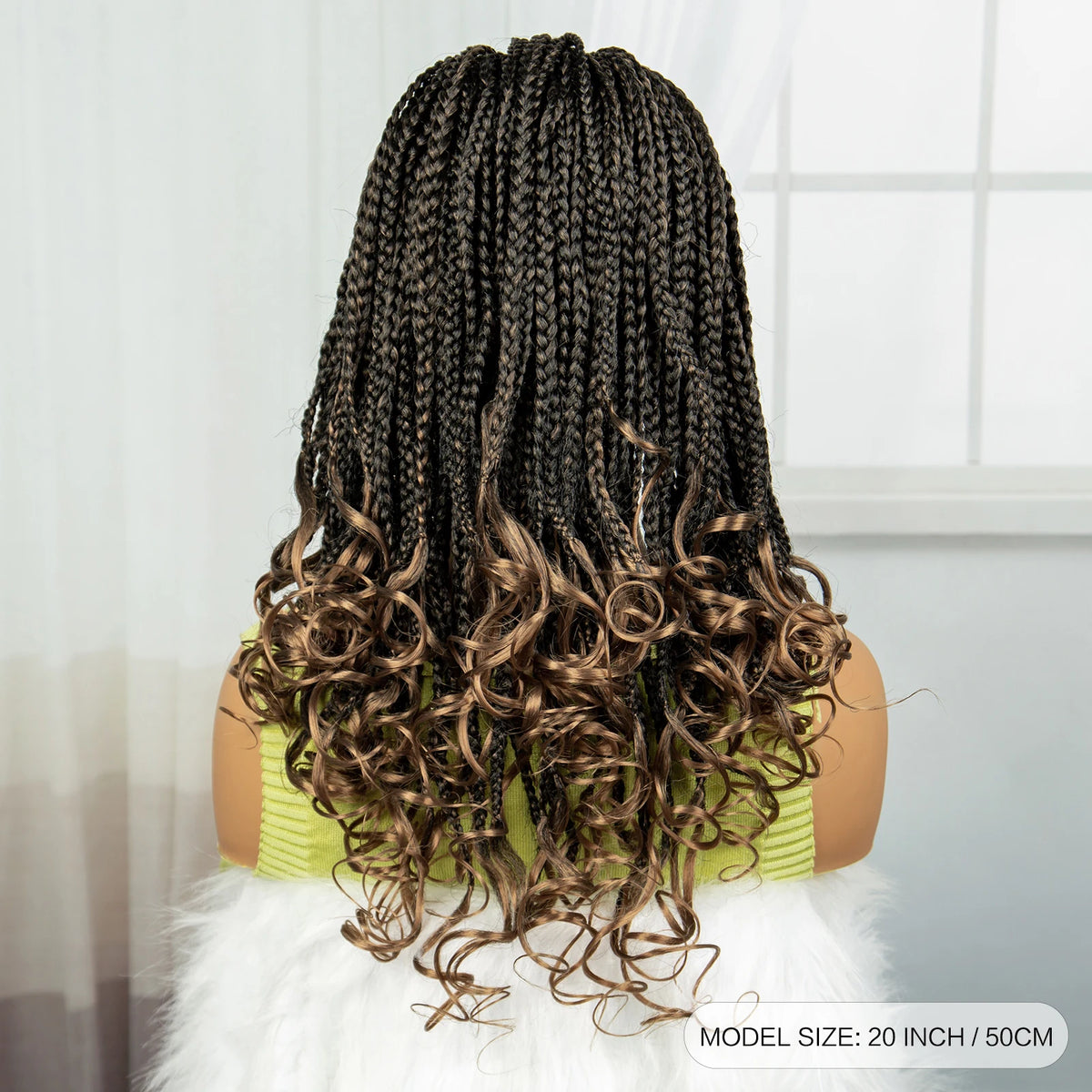 20 Inch Knotless Box Braids Wig | 9x6 Lace Front | Curly Ends