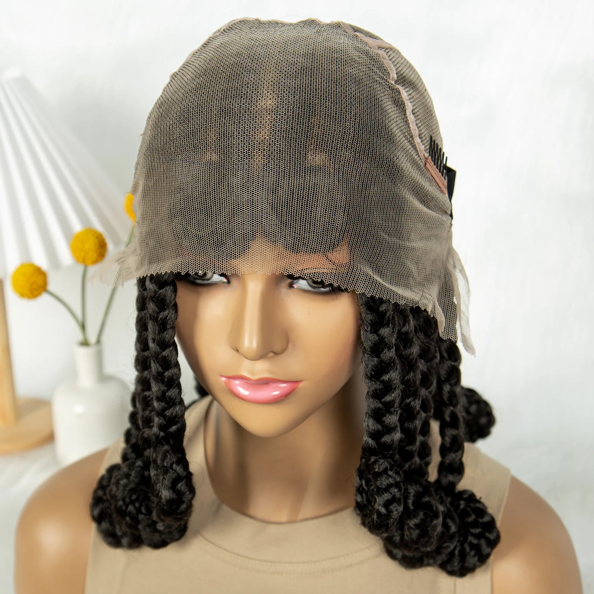 14 Inch Jumbo Bantu Knotless Box Braided Wig | Full Lace Cornrow