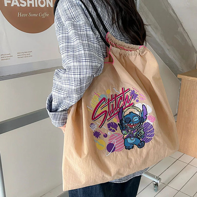 New Cartoon Cute Embroidered Nylon Tote Bag | Large Capacity Portable Folding Shopping & Shoulder Bag (Unisex) Luxegan