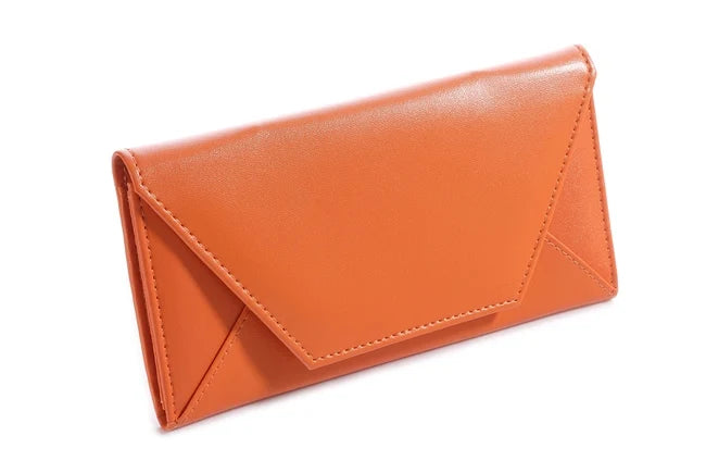 Women’s Envelope PU Leather Wallet | Sophisticated Long ID Card Holder | Elegant Thin Money Purse Clutch | "Dignified" Solid Casual Wallet for Versatile Daily Organization Luxegan