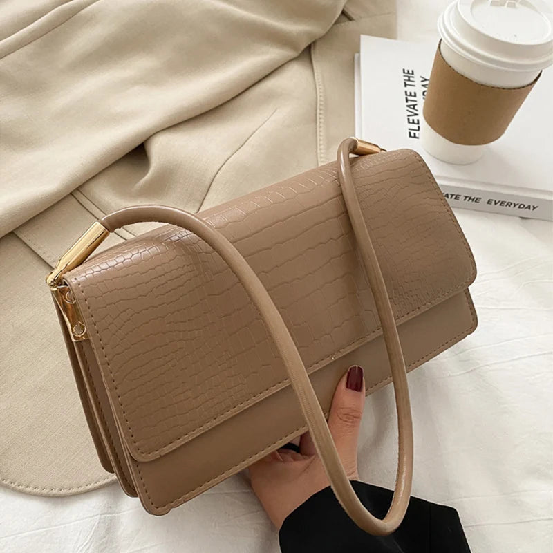 Small Soft PU Leather Handbag | Vintage Armpit Shoulder Bag Luxegan