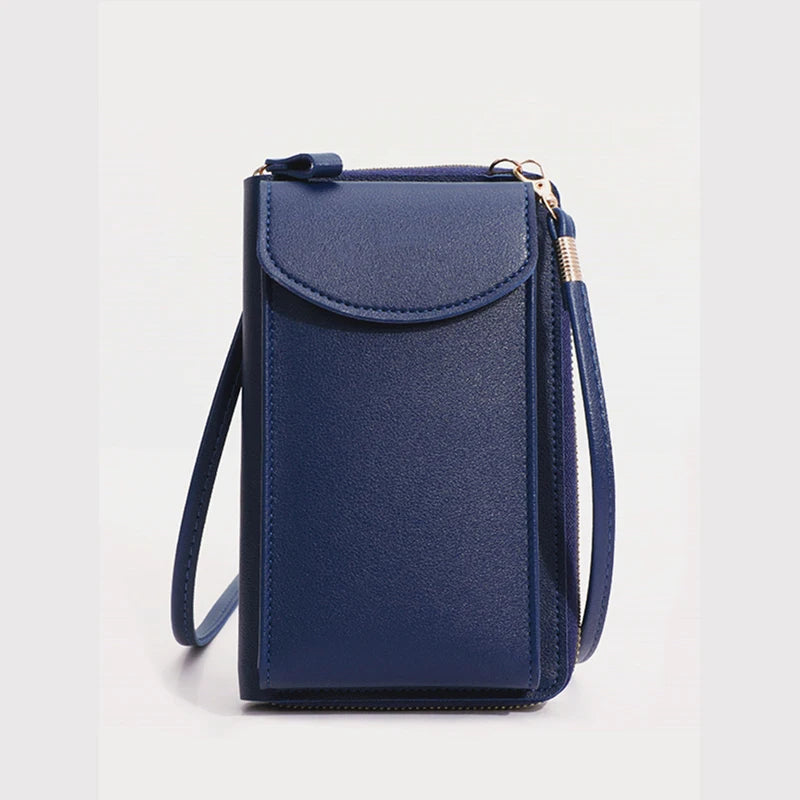 Fashion Women’s Small Crossbody Messenger Bag | Mini PU Leather Shoulder Purse | Elegant Ladies' Phone Handbag with Letter Detail | Versatile Solid Color Flap Clutch Luxegan