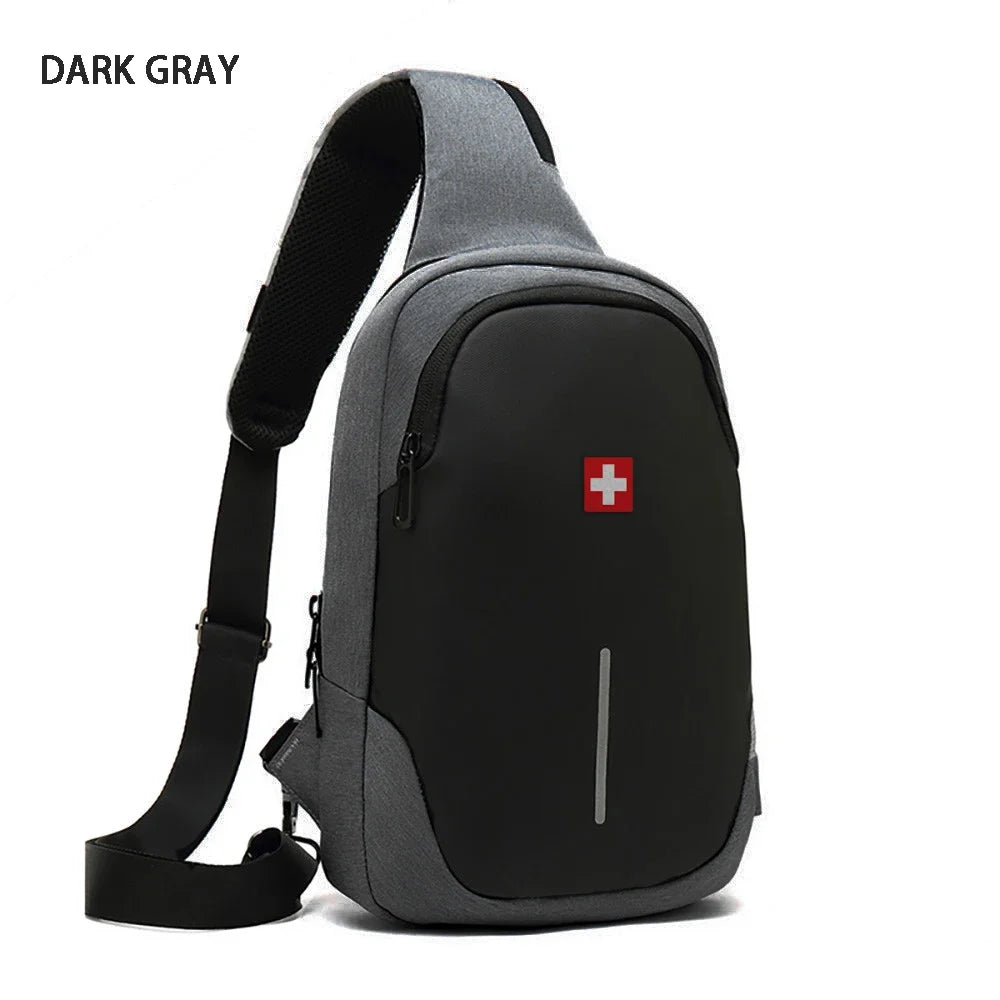 Smart Anti-Theft Waterproof Sling Pack | Sophisticated "Box Chest Bag" Silhouette | Premium Oxford Tech Crossbody Shoulder Bag for Men | Famous Brand Versatile Essential for Modern Urban Commuting Luxegan