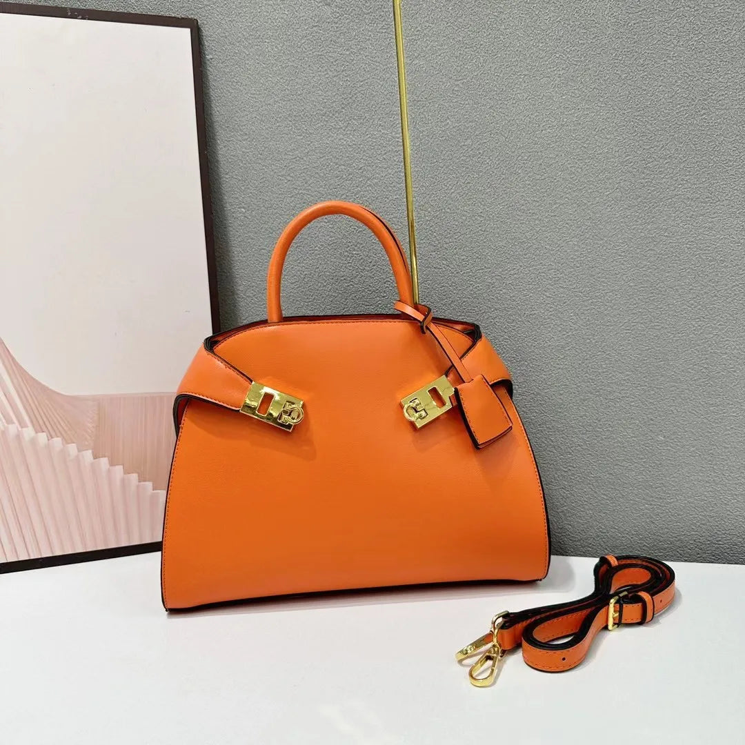 Luxury Designer Shell Messenger Bag | Sophisticated "Bowling Style" Silhouette | New Fashion Large Capacity Shoulder Bag | "Dignified" High-Performance PU Leather Essential for Radiant Versatile Styling Luxegan