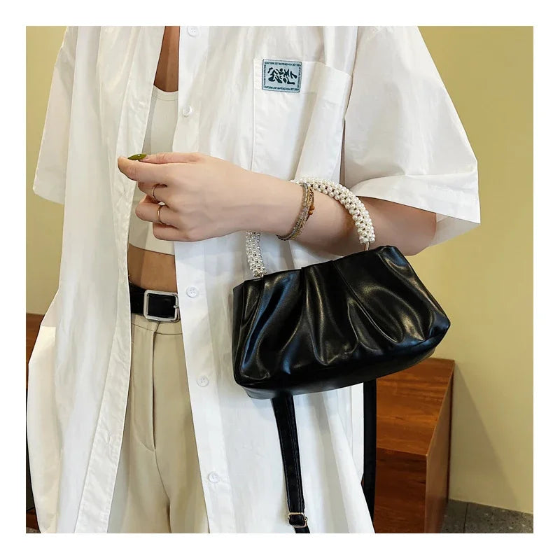 Women's Cloud Bag | New Fashionable Soft Solid-Color PU Leather Single-Shoulder & Crossbody Bag (Simple & Stylish) Luxegan
