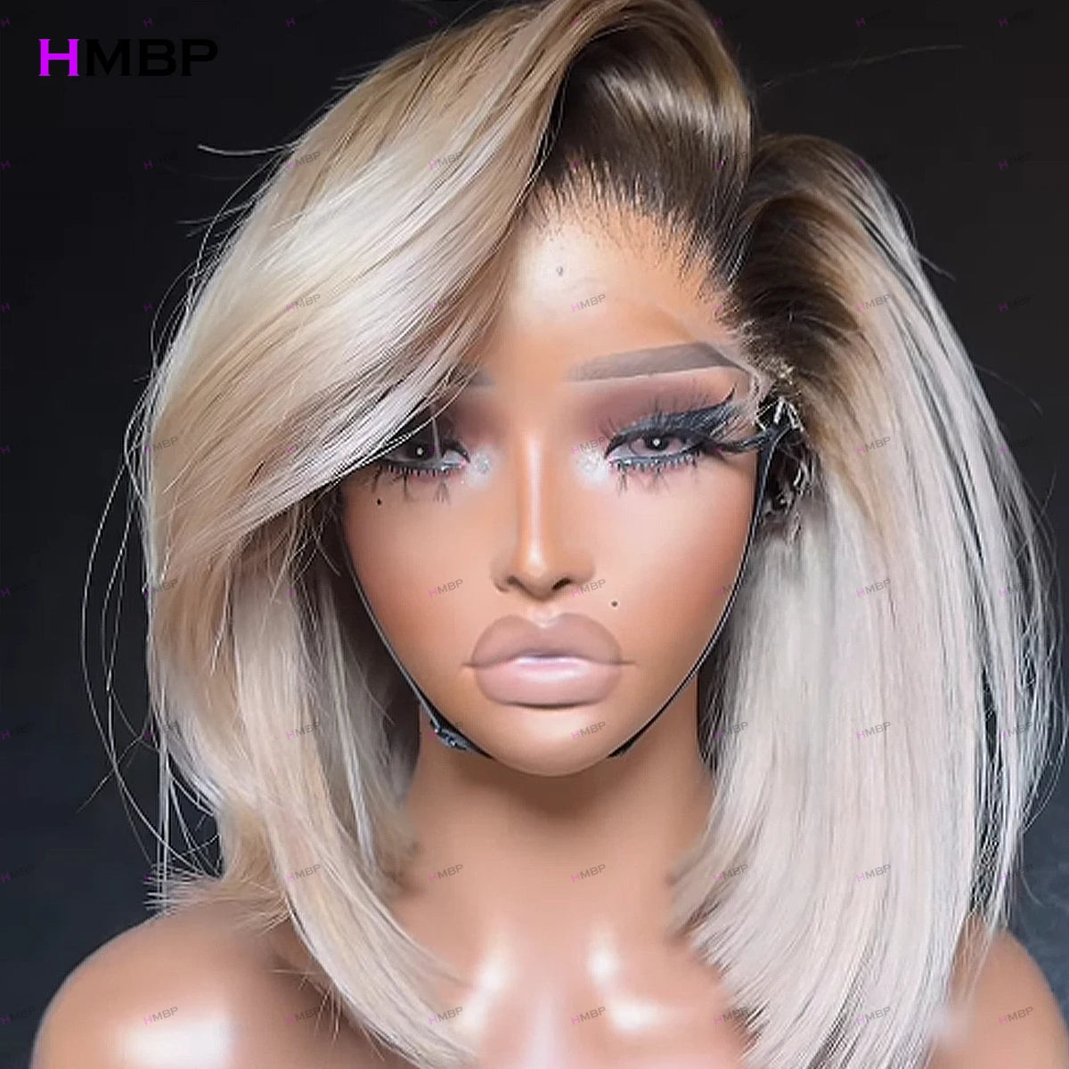 Peluca frontal de encaje HD liso 13×4, color ombre, pelucas de ondas corporales sin pegamento, peluca frontal de encaje, cabello humano, lista para usar para mujeres HMBP