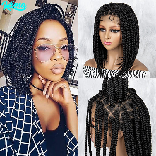 14 Inch Knotless Box Braids Bob Wig | Full Lace Cornrow | Baby Hair