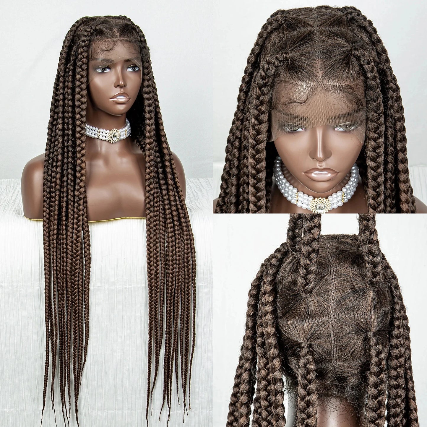 36" Orange Knotless Box Braids Wig | Transparent Full Lace | Baby Hair Luxegan