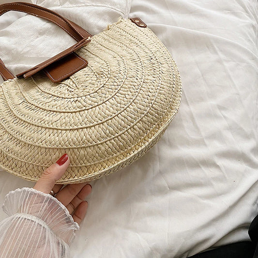Designer Woven Straw Tote | Large Capacity Beach & Shopper Bag Luxegan