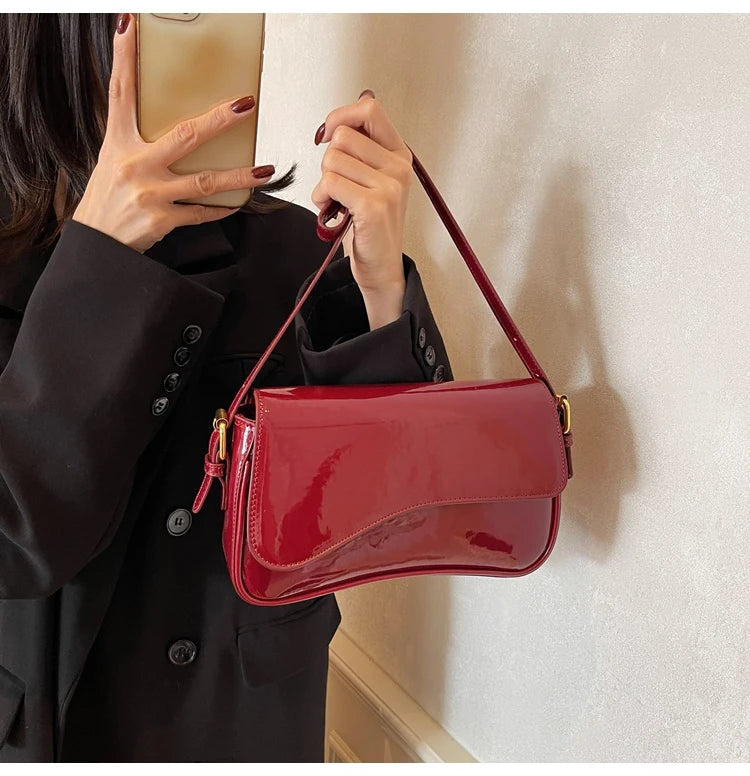 Elegant Solid Saddle Bag | Versatile Shoulder & Crossbody Purse Luxegan