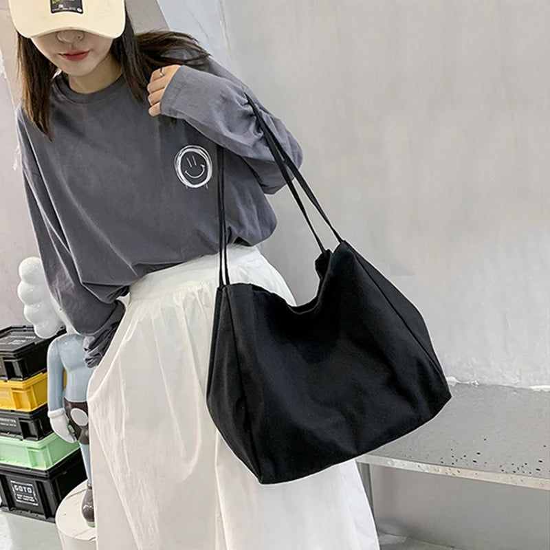 Large Capacity Canvas Shopper Tote | Eco-Reusable Grocery Handbag & Travel Shoulder Bag Luxegan