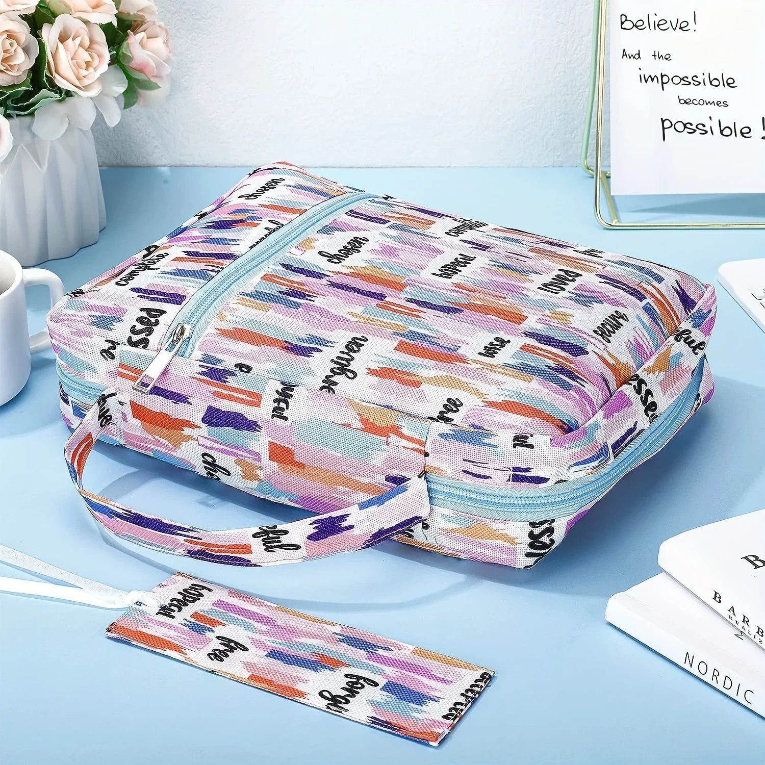 Portable Bible Cover & Carrying Case for Women & Girls | Large Capacity Christian Gift Bag with Bookmarks Luxegan