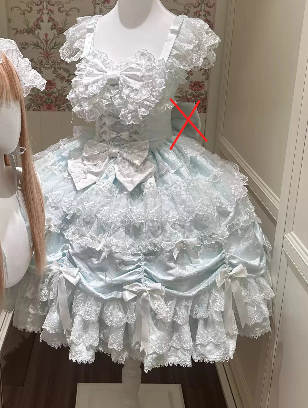 Sweet Lolita JSK Dress Set – Lace, Bow, Spaghetti Strap, Square Collar, A-Line
