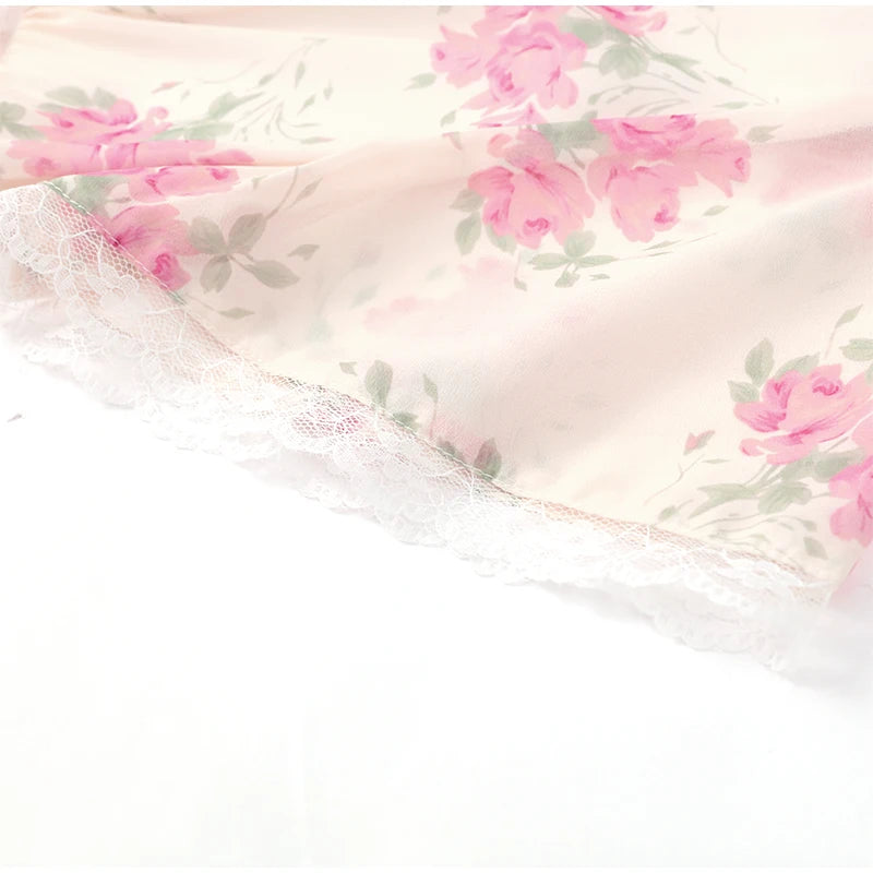 Flutter Sleeves Slim Long Dress Women Casual Pleated Deep V-neck Floral Print High Waist Dresses 2026 Lady Summer Holiday Wear