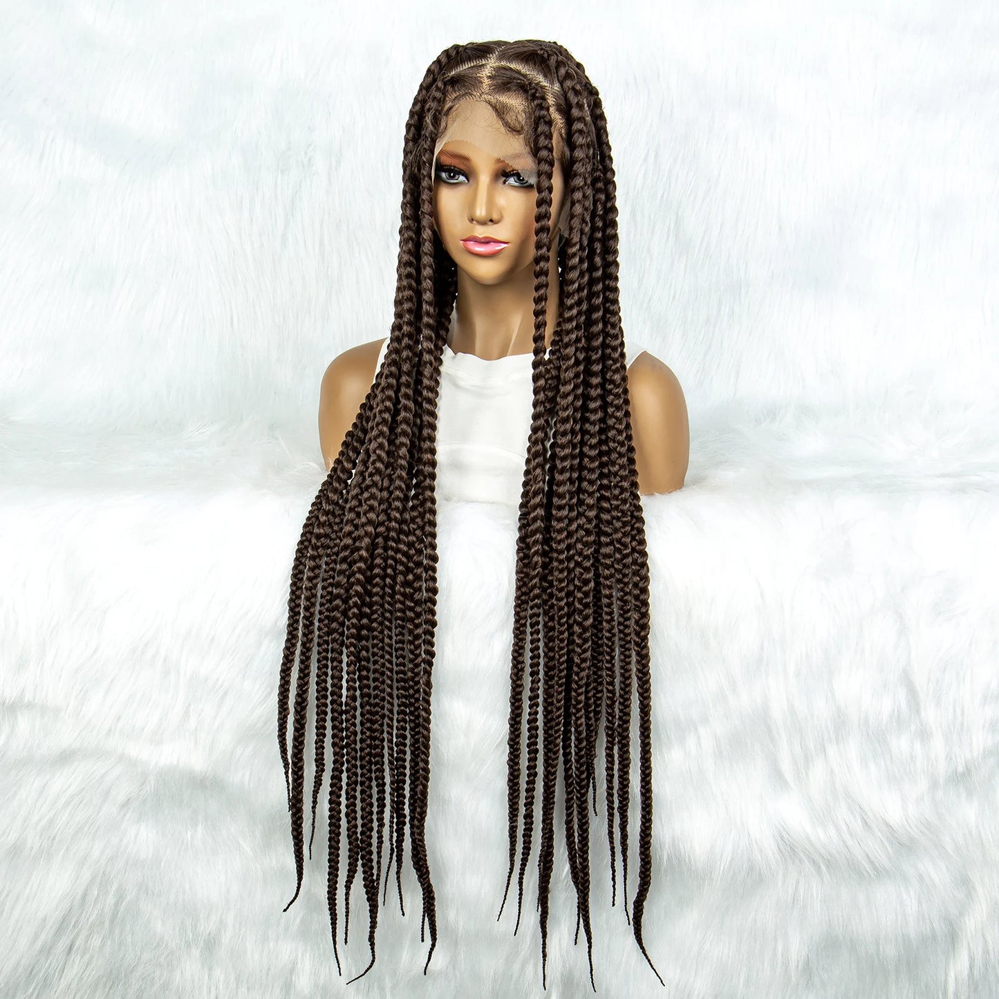 KIMA 36" Colorful Knotless Box Braids Wig | Lace Front & Baby Hair Luxegan