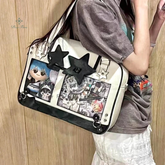 Y2K Trendy Star Ita Bag | Lolita Girl Transparent Display Crossbody | Fashionable DIY Star-Shaped Satchel | Cute Women's Shoulder Bag & Anime Purse (Model 210) Luxegan